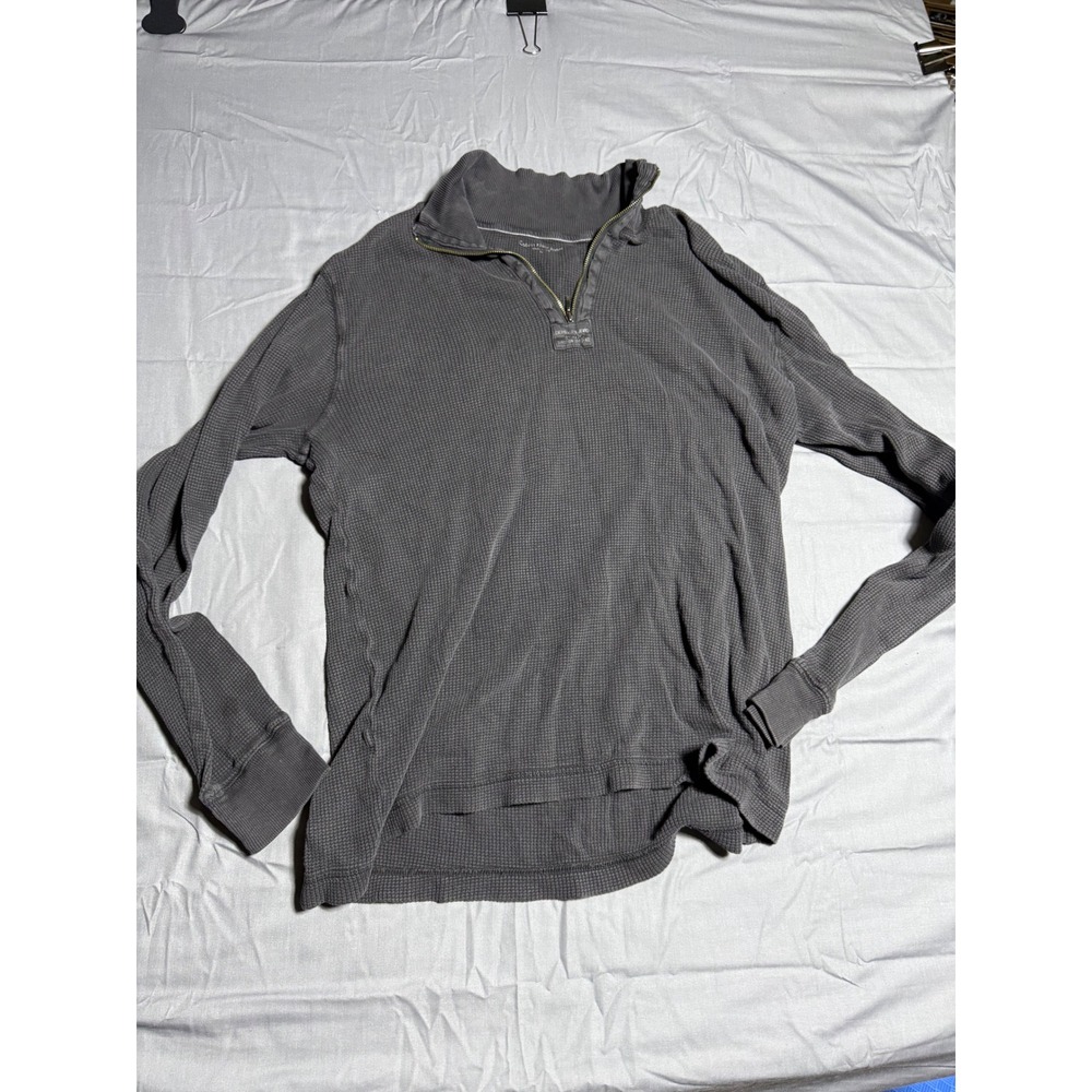 Calvin Klein Jeans Quarter Zip Pullover Mens XL Gray Good Waffle Knit Thermal